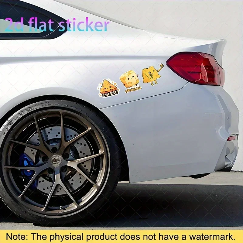 6 قطع/مجموعة ملصقات سيارة تميمة الجبن الممتعة، مجموعة ملصقات ألبان مفعمة بالحيوية لأسطح مصدات السيارة، رائعة لإضافة مظهر جميل