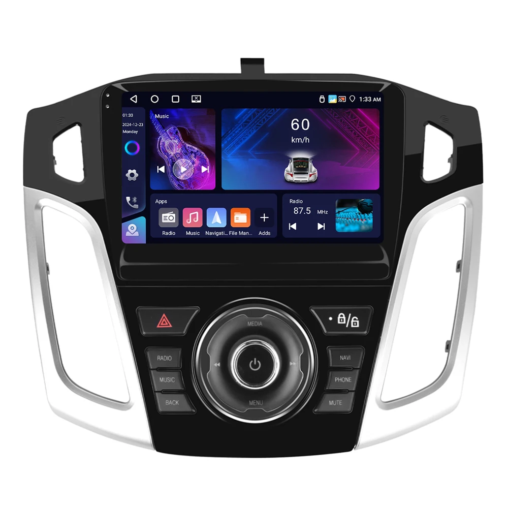 Podofo 2Din 8 + 128G Autoradio Voor Ford Focus 2012-2018 Multimedia Speler AI Voice WIFI 4G Carplay Android Auto USB Spiegel Link - afbeelding 2