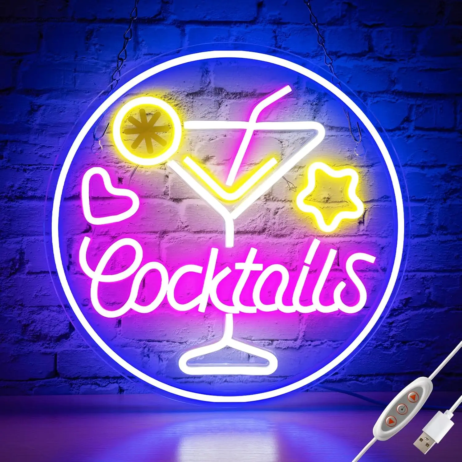 Cocktails Neon Signs LED Neon Light Sign Light Up Neon Signs Wall Decor for Home Bar Man Cave Bar Decor Store Club Bistro