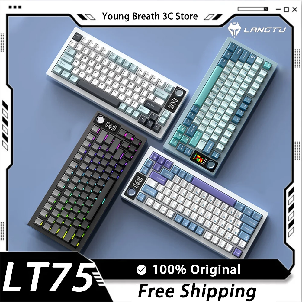 

Langtu LT75 Mechanical Keyboard Multifunctional Knob Custom Screen Tri Mode Hot Swap Rgb Wireless Gaming Keyboard Gasket Pc Gift