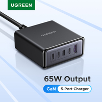 UGREEN 65W GaN Charger PPS QC4.0 PD3.0 For Phone 16 15 14 Pro Xiaomi Samsung Tablet Macbook Air 5 IN 1 Desktop Charging Station