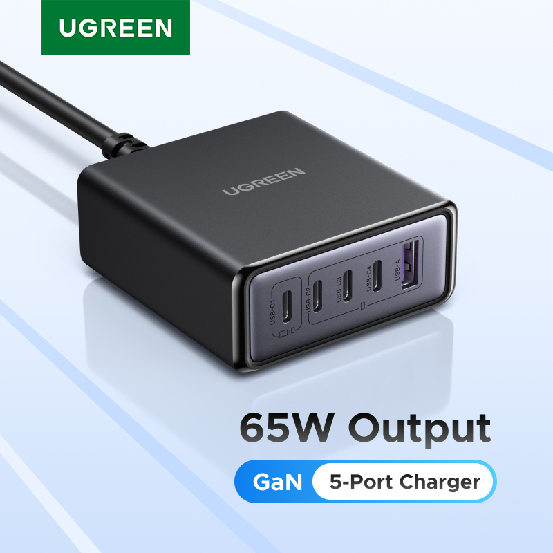  UGREEN 65W 100W GaN Charger PPS QC4.0 PD3.0 For iPhone17 16 15 Pro Xiaomi Samsung Tablet Macbook Air iPad 5 IN 1 Desktop Charger 