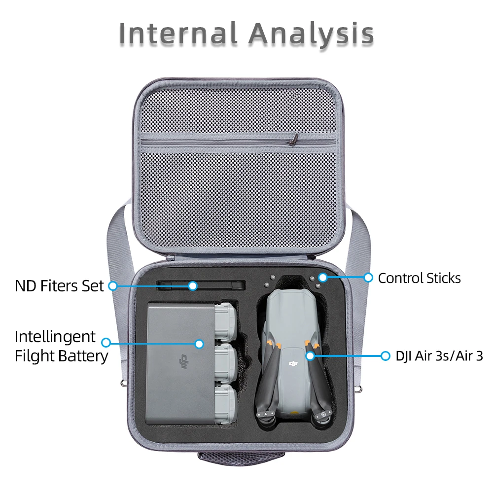 Tragetasche für DJI Air 3S/Air3, Aufbewahrungsbox, tragbare Reise-Umhängetasche, PU-Handtasche für DJI Mavic Air 3S Drohnenzubehör – Detail 3