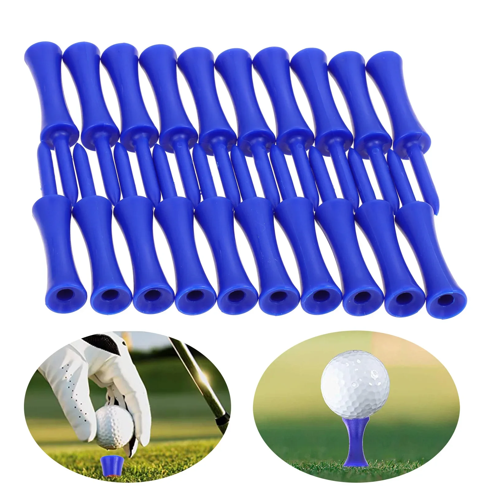 100Pcs 48/54/68/70mm Golf Tees Unbreakable Step Down Plastic Castle Tees Ball Holder Long Short Random Colors Pack for Women Men