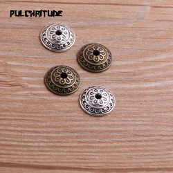 30pcs 4*14*14mm Two Color Bead Caps Charm Hollow Round Flower Pendants Jewelry Accessories DIY Receptacle Charms