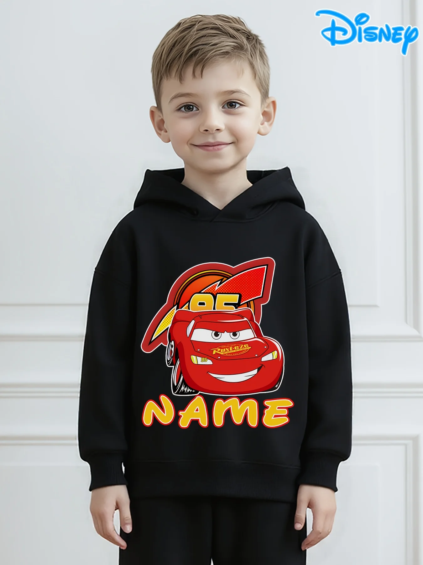 سترة كاجوال للأولاد من Disney Cars، نمط سيارات McQueen 95، قطعة واحدة من السلسلة السوداء، مناسبة للأولاد، من عمر 4 إلى 12 عامًا، مناسبة لـ A