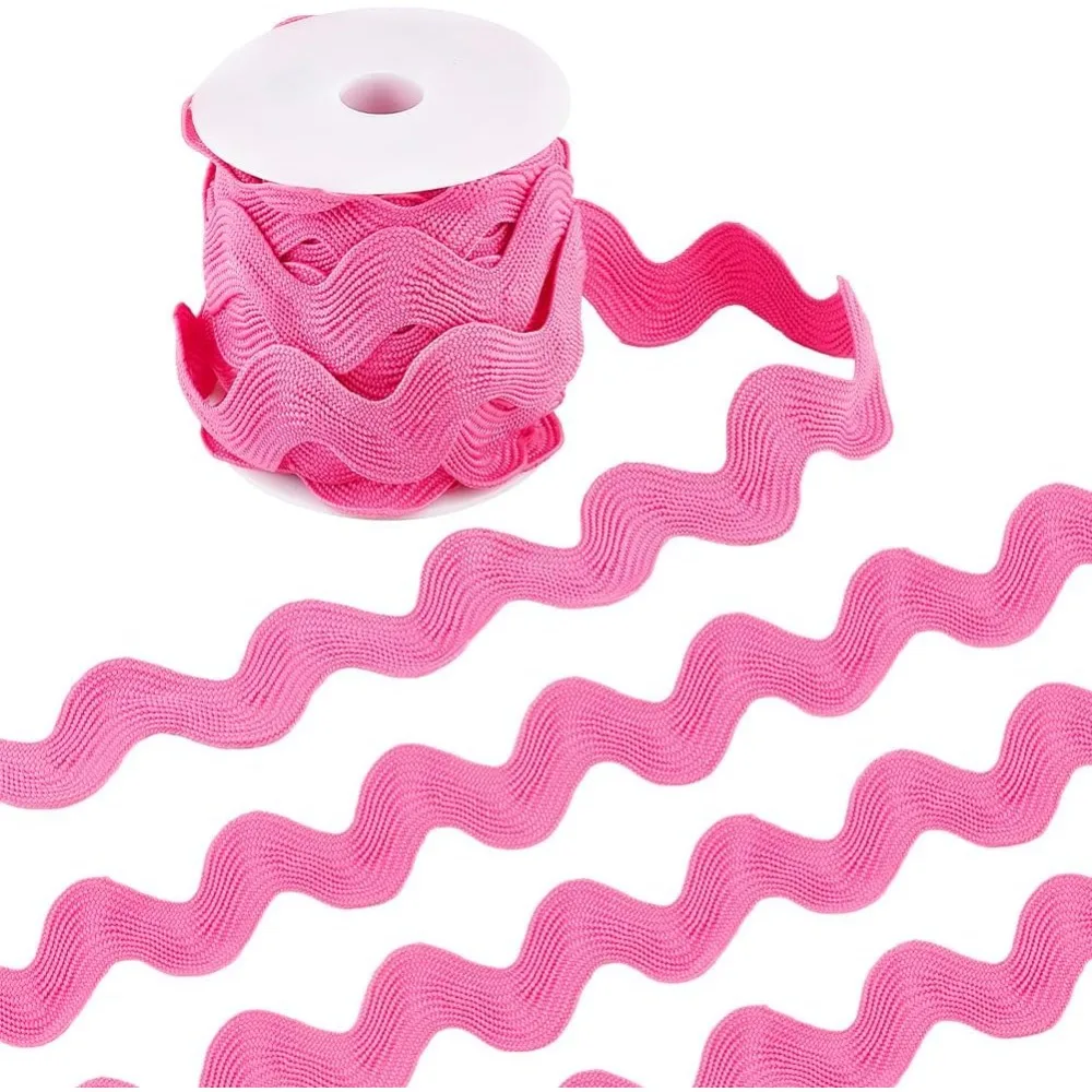 Hot Pink Zig Zag RIC Rac Trim Curved Woven Braided Fabric Webbing Edge Lace Ribbon for Sewing Home Party Wedding Dress Craft