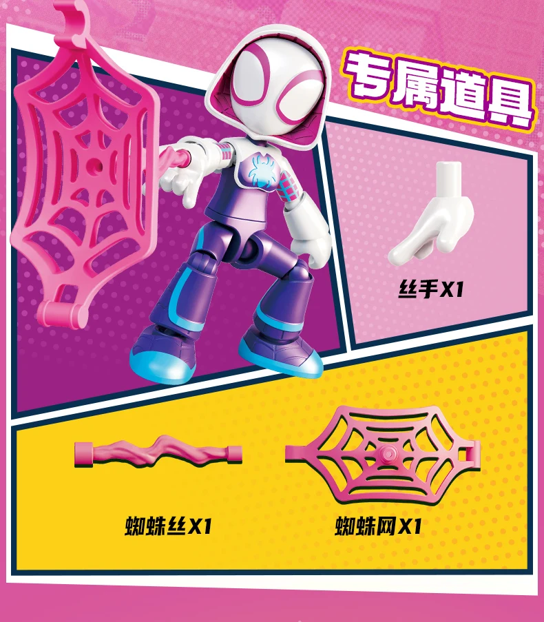 Original Blokees The Amazing Spider-Man Miles Morales Gwen Black Panther Actionfigur Blind Box Anime Modell Puppe Kinder Spielzeug Geschenke – Detail 11