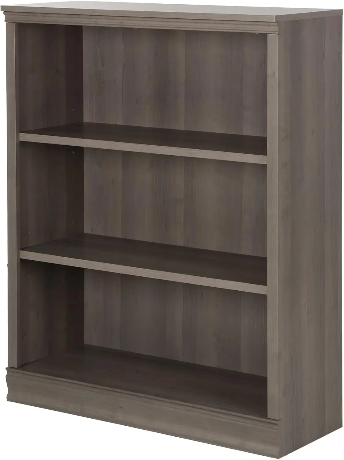 Morgan Small 3-Shelf Bookcase - Adjustable Shelves, Grey Maple