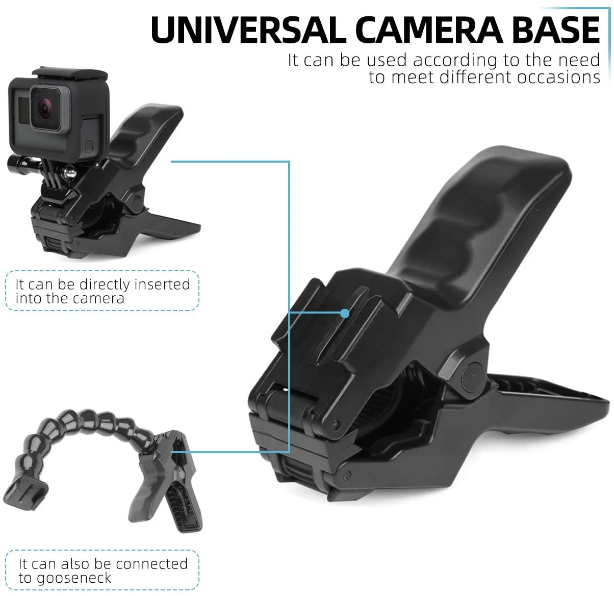 TELESIN-montaje Flexible extraíble para Gopro Hero 13, 12, 11, 10, 9, DJI OSMO Action 4, 3, Insta360, X4, X3, accesorios para teléfono, Cámara de Acción