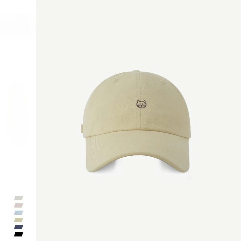 Cute Cat Embroidery Baseball Cap for Women Beige Soft Top Dad Hat Outdoor Sports Casual Baseball Cap for Women Girls view 6