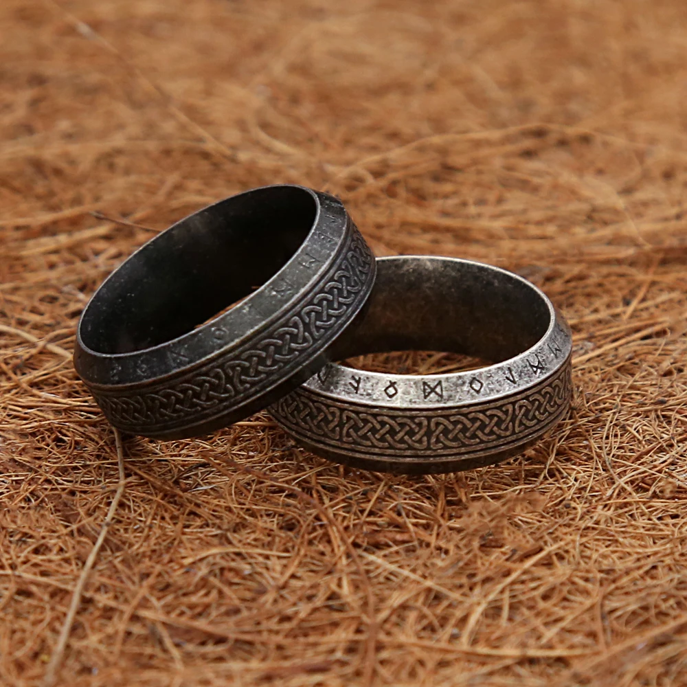 Fashion Vintage Simple Viking Rune Ring for Men Women Stainless Steel Nordic Celtic Knot Rings Couple Amulet Jewelry Wholesale