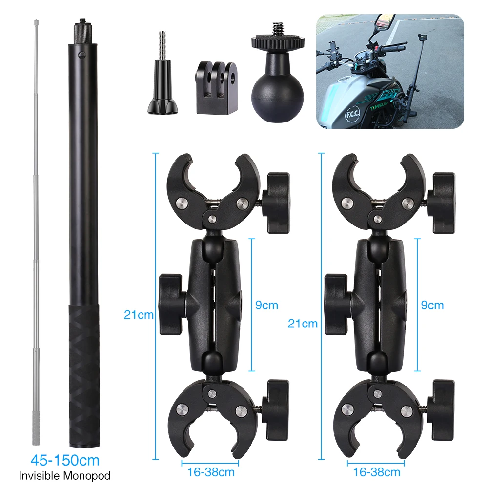Motorcycle Bike Panoramische Selfie Stick voor insta360 Een X2 X3 Monopod Stuur Beugel voor GoPro Max Hero 11 Accessoires