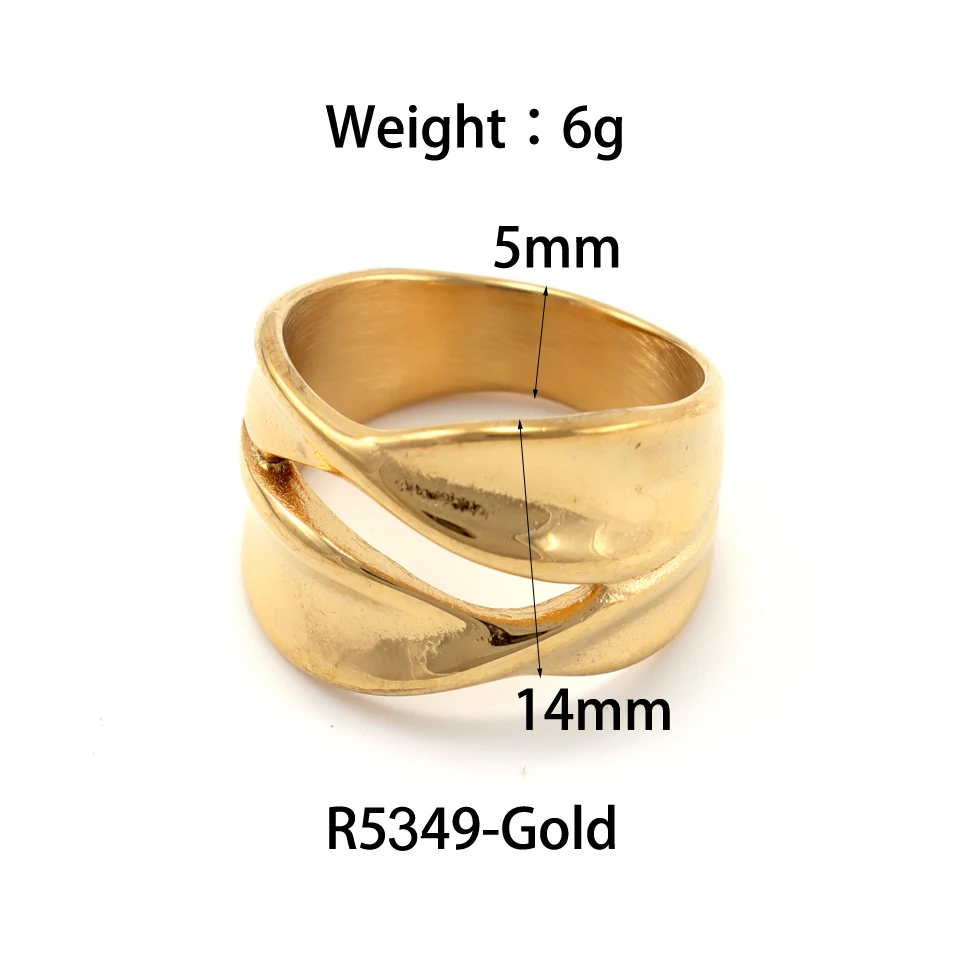 New Stainless Steel Gold Charm Rings 2022 Minimalist Metal Texture Square Geometric Waterproof Fashion Jewelry For Women