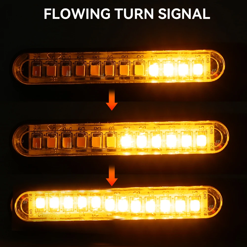 دراجة نارية LED بدوره مصباح إشارة العنبر المتعري LED مؤشر المياه المتدفقة الوامض مقاوم للماء دراجة نارية ملحقات المصابيح