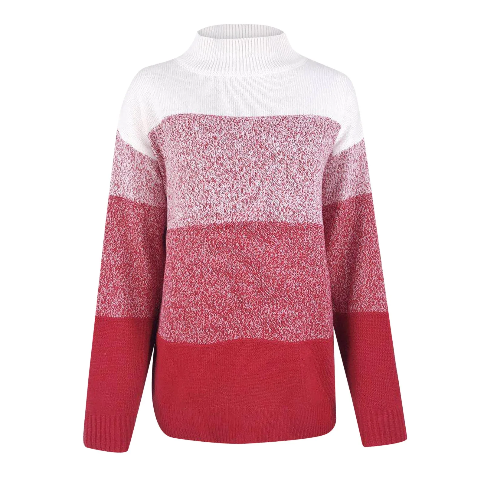 Women Knitted Sweater Soft Contrast Color Pullovers Basic Sweaters Casual Fashion Autumn Winter Women\'s Clothing Trend 2024 Tops