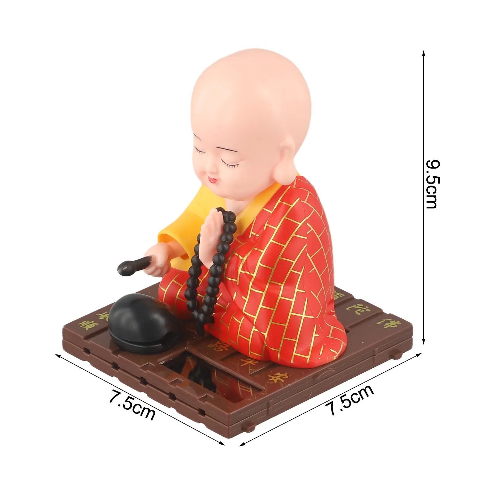 Solar Little Monk Creative Home Car Ornaments Dashboard Decoration Toys Chinese Style Buddhism Lucky Ornament Accessories ABS