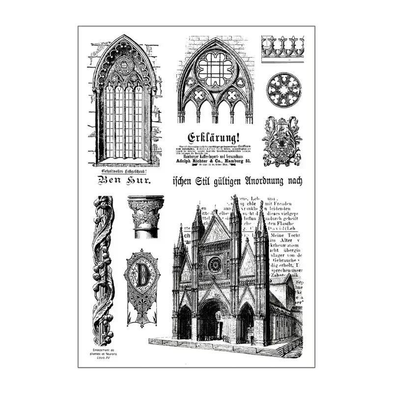 Multinational Architecture Cultures Clear Stamps Retro Silicone Stamp for Scrapbooking DIY Decorative Journal Album Rubber Stamp