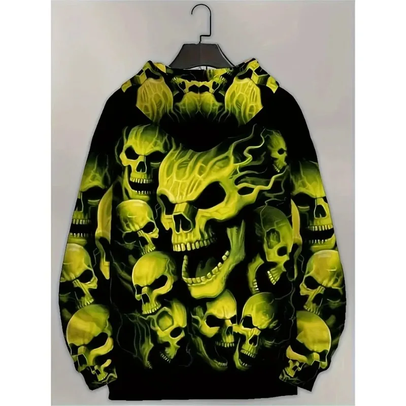 2025 Spring Summer 3D Skull Printed Men's and Women's Hoodies for Casual Outing Daily Use with Pockets Unisex Streetwear
