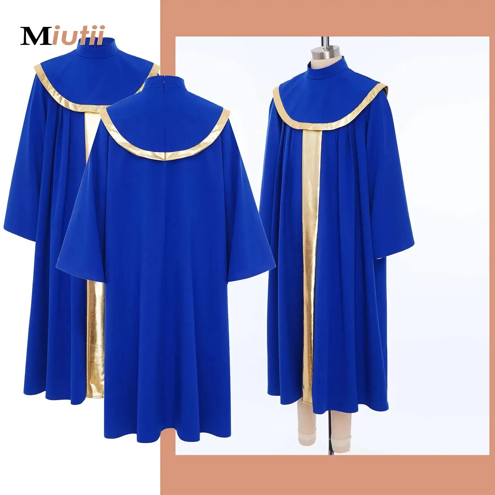 

Boys Girls Church Choir Worship Praise Dance Robe Long Sleeve Metallic Gown Christian Pastor Priest Cosplay Halloween Costume
