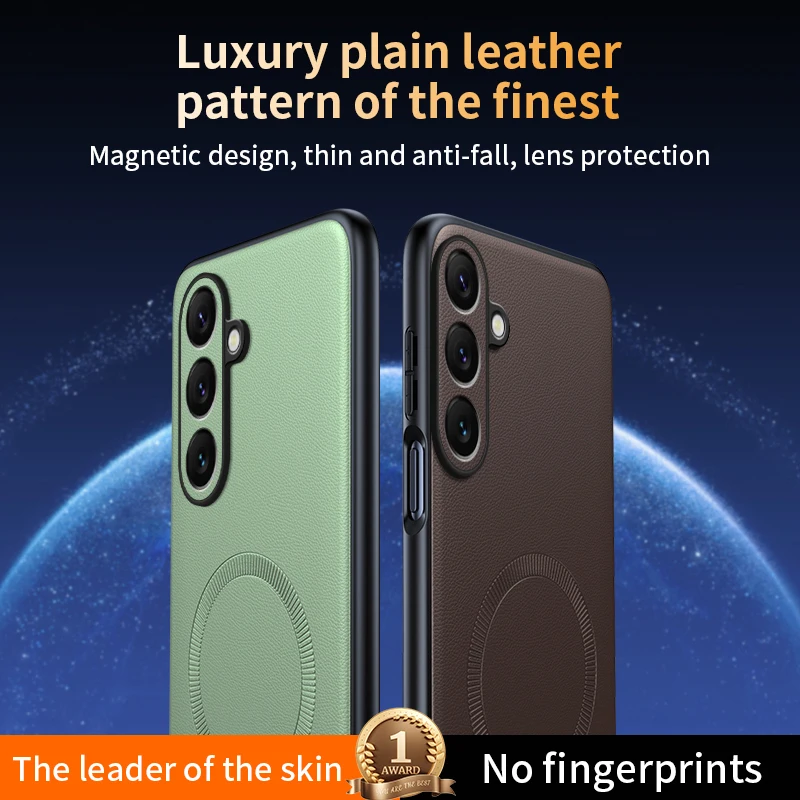 For Samsung S25 Case Magnetic Leather Shield Cover For Samsung S25 Anti-Fingerprint Non-Slip PC+TPU