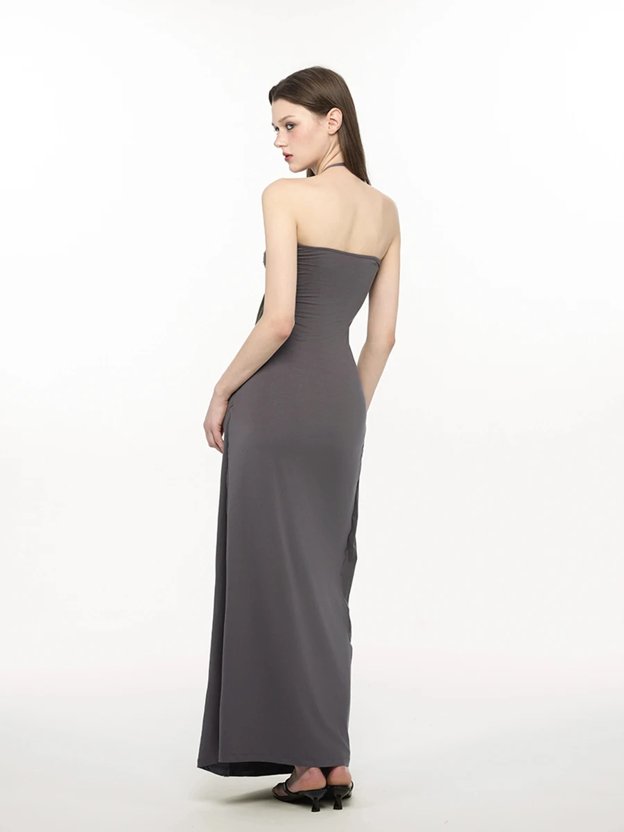 REDDACHiC Elegante Gevlochten Bolero Jurk Set Casual Modal Extra crop Vest Shirring Corset Maxi Halter Jurk Dames Dagelijks gebruik