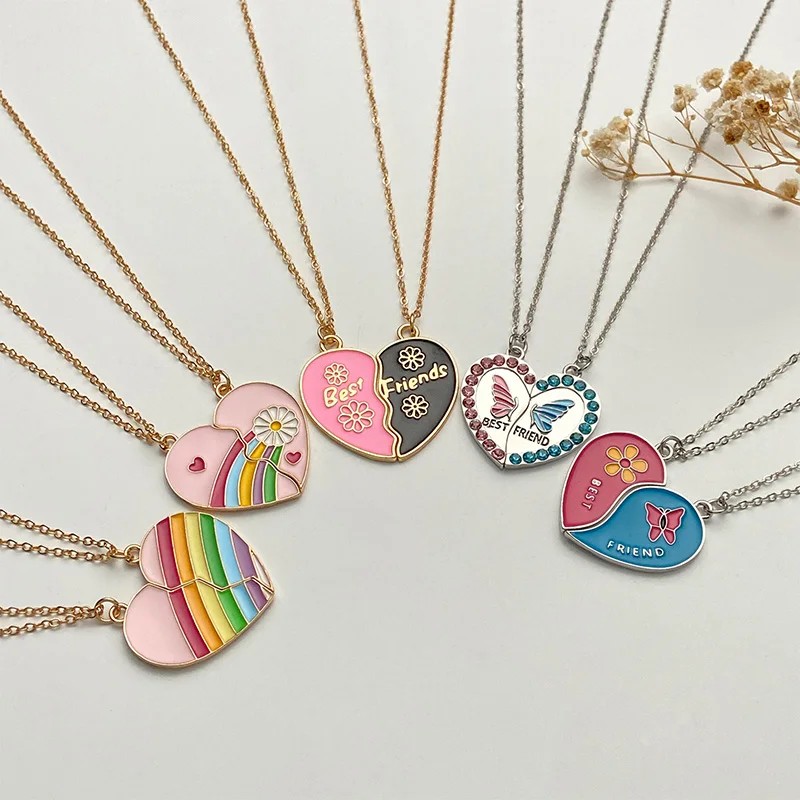 

Friends Pendant Necklace Broken Love Heart Women Chain Choke BFF Good Friendship Necklaces Jewelry Gifts for Kids