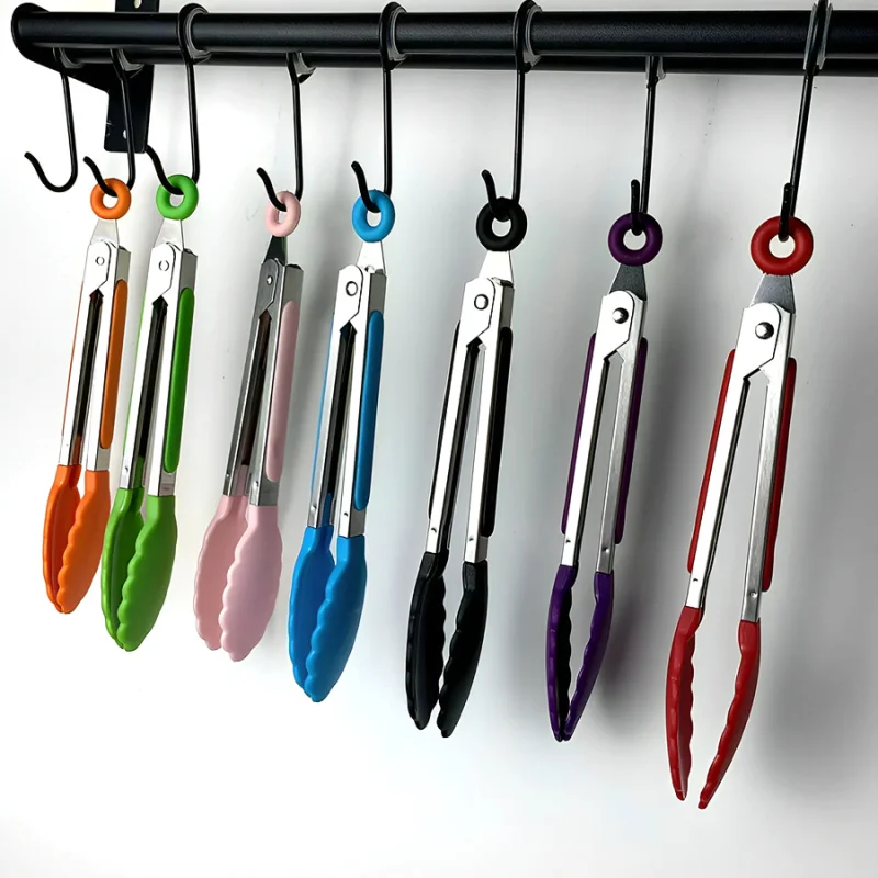 Anti Slip Cooking Serving Tongs Stainless Steel Food Clip Bread Salad Tong Heat-Resistant Barbecue Clips Kitchen Cooking Tool