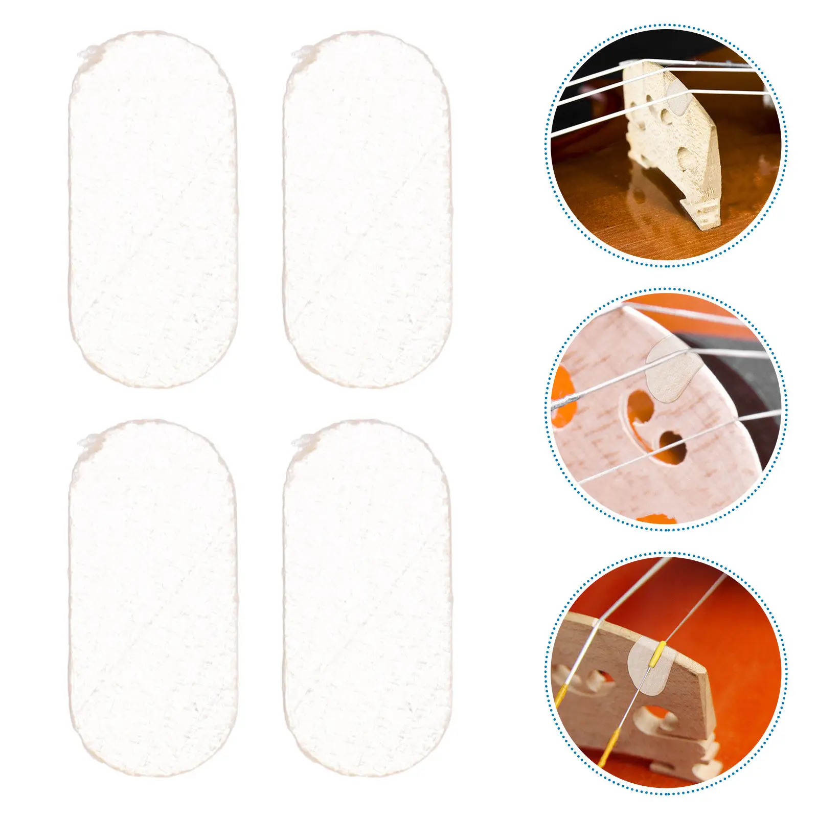 8Pcs Violin E String Bridge Protector Pads Sheepskin Violin Bridge Parchment Cover for String Instrument Protection Performance