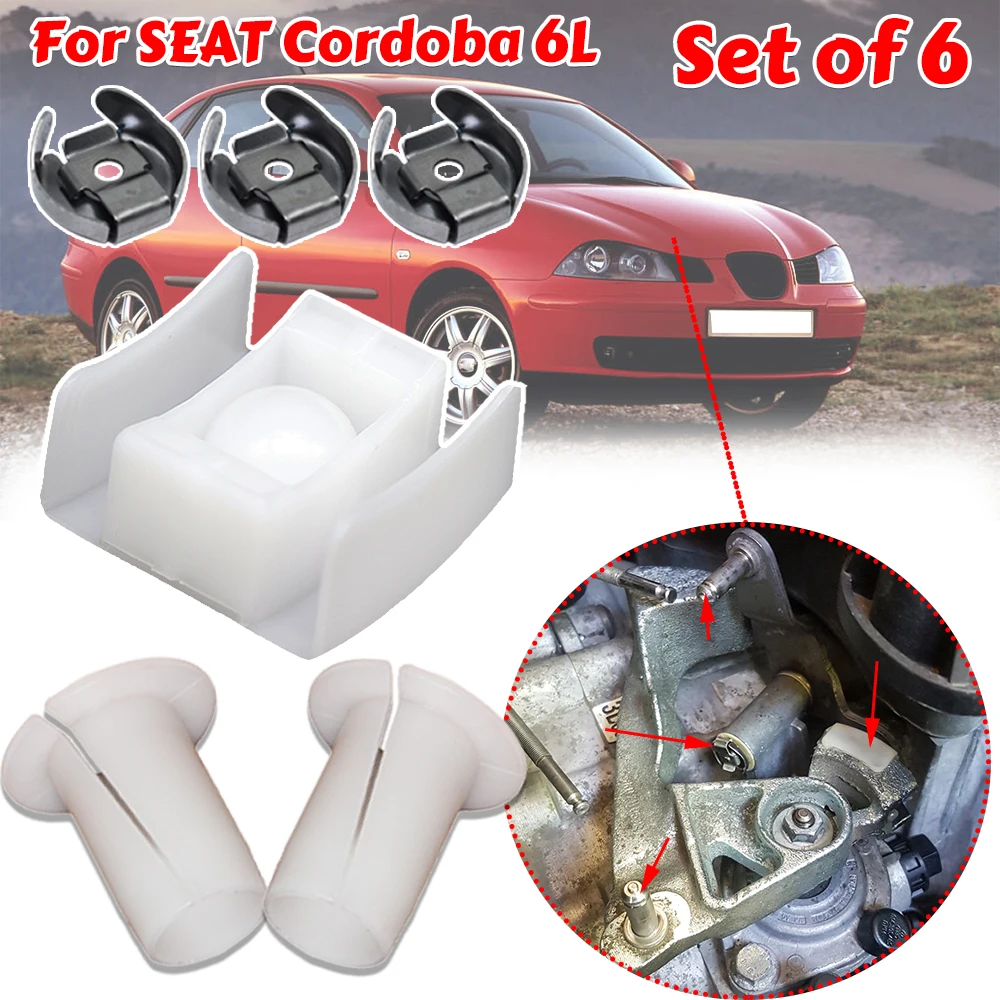 For SEAT Cordoba 6L 1996 - 2009 Gear Selector Wiring Lock Washer Shift Relay Lever Slide Bushing Kit Sliding Shoe Bearing Socket