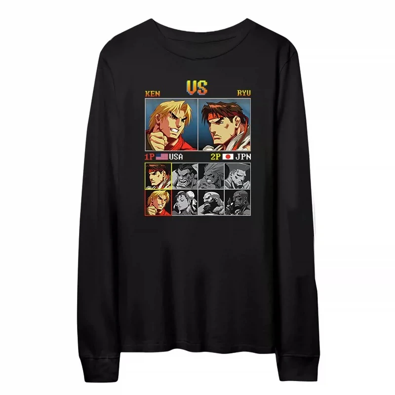Street Fighter Ken Vs Ryu Player Select Screen Graphic Crewneck Sweatshirt Men Women Streetwear Pullover