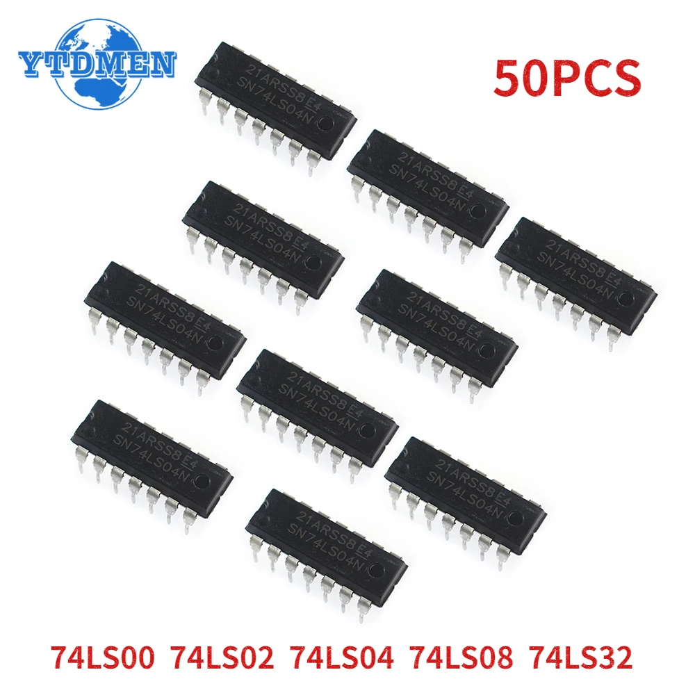 YTDMEN Integrated Circuit Logic 74LS00 74LS02 74LS04 74LS08 74LS32 DIP-14 Value*10pcs=50pcs IC Chip Assortment Kit