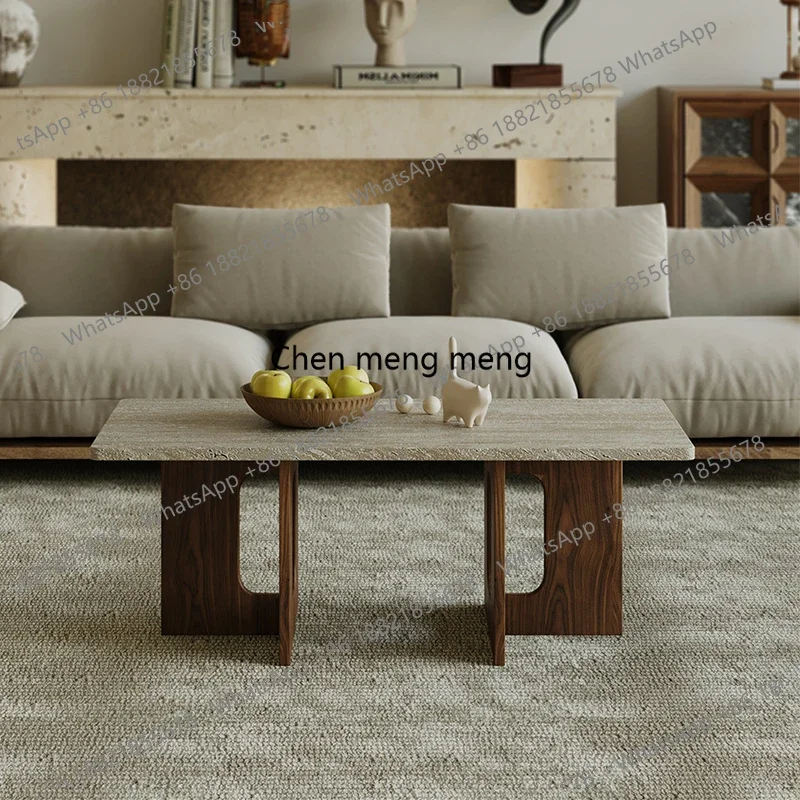 

cc182Wabi-sabi wind cave stone coffee table, home living room, solid wood tea table, ancient style homestay marble table