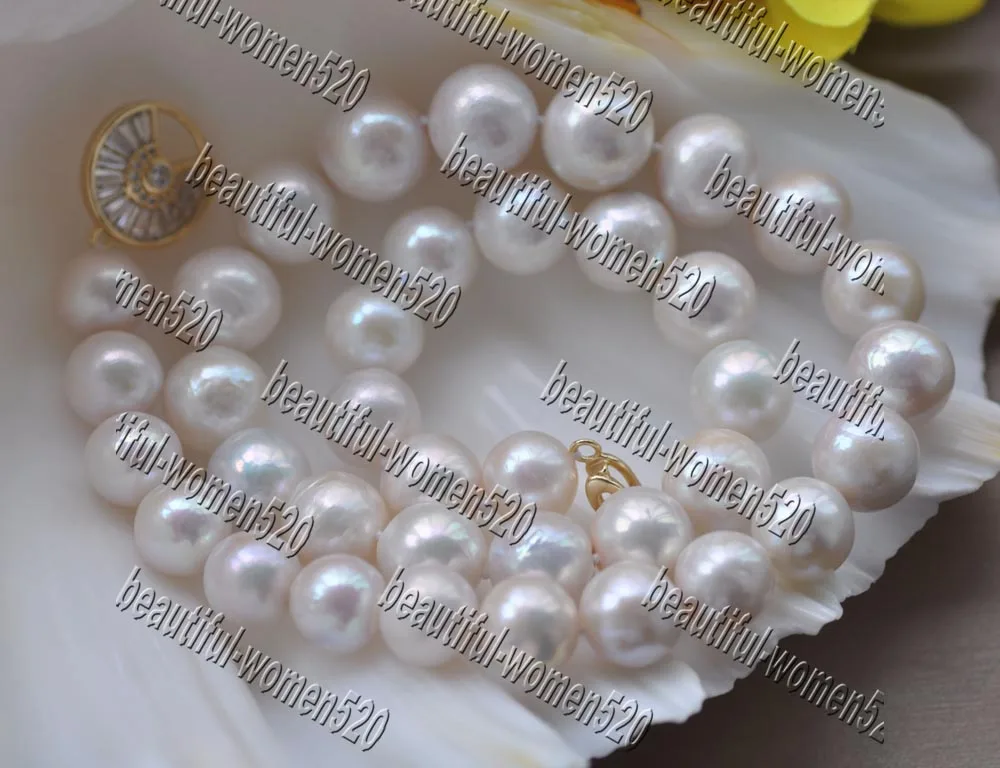 

MCT·STAR Z11196 A++ 18" 13mm Round Natural White Edison KESHI Pearl Necklace CZ Choker