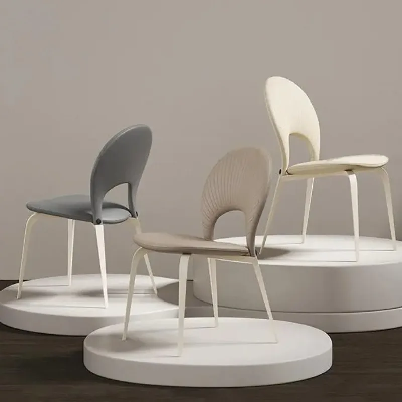 

Nordic leather shell dining chair simple home cream style designer waterproof restaurant furniture ins stool designer chair