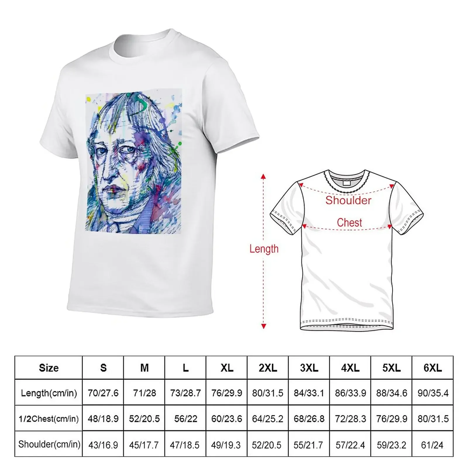 New HEGEL watercolor and ink portrait T-Shirt boys white t shirts quick drying shirt funny t shirts for men