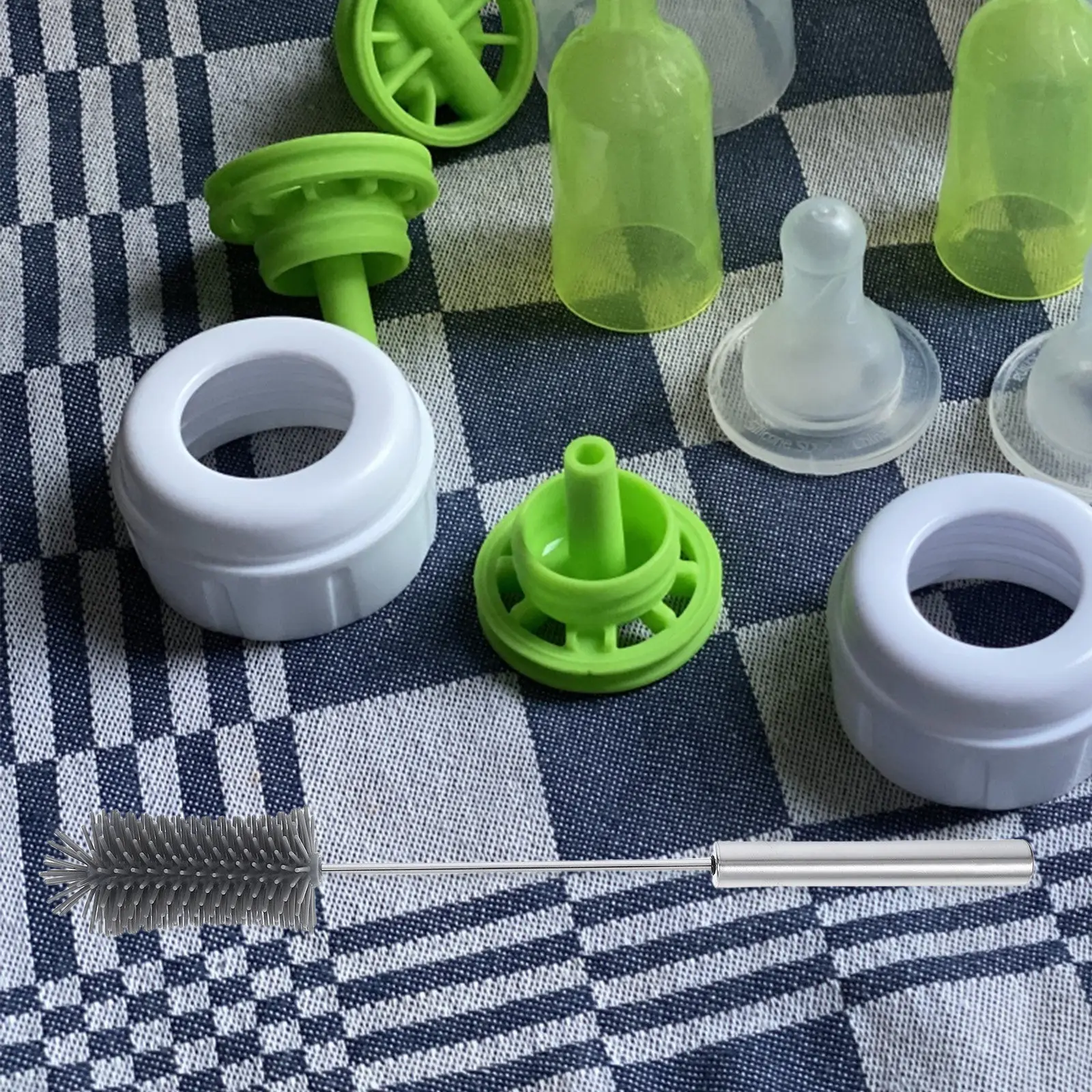 Semi Automatic Rotating Silicone Bottle Brush for Baby Cups Water Bottles Tea Cups Soft Bristles Bottle Cleaner Long Handle