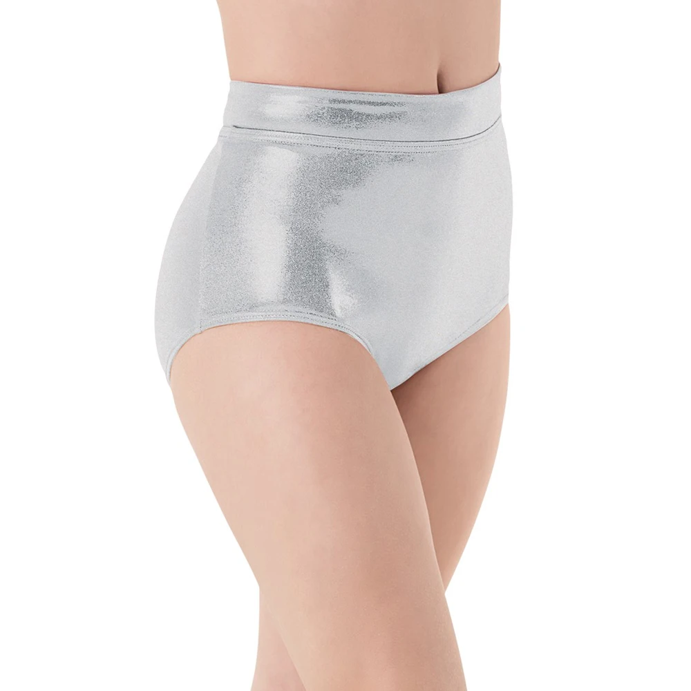 LZCMsoft damskie spodenki metaliczne ze średnim stanem dla dorosłych występ baletowy spodnie do tańca podstawowe spodenki Booty Fitness kalesony