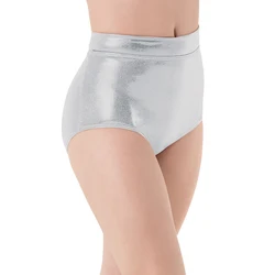 LZCMsoft Women Mid Waist Metallic Shorts for Adults Ballet Performance Dance Bottoms Basic Booty Shorts Fitness Underpants Girls