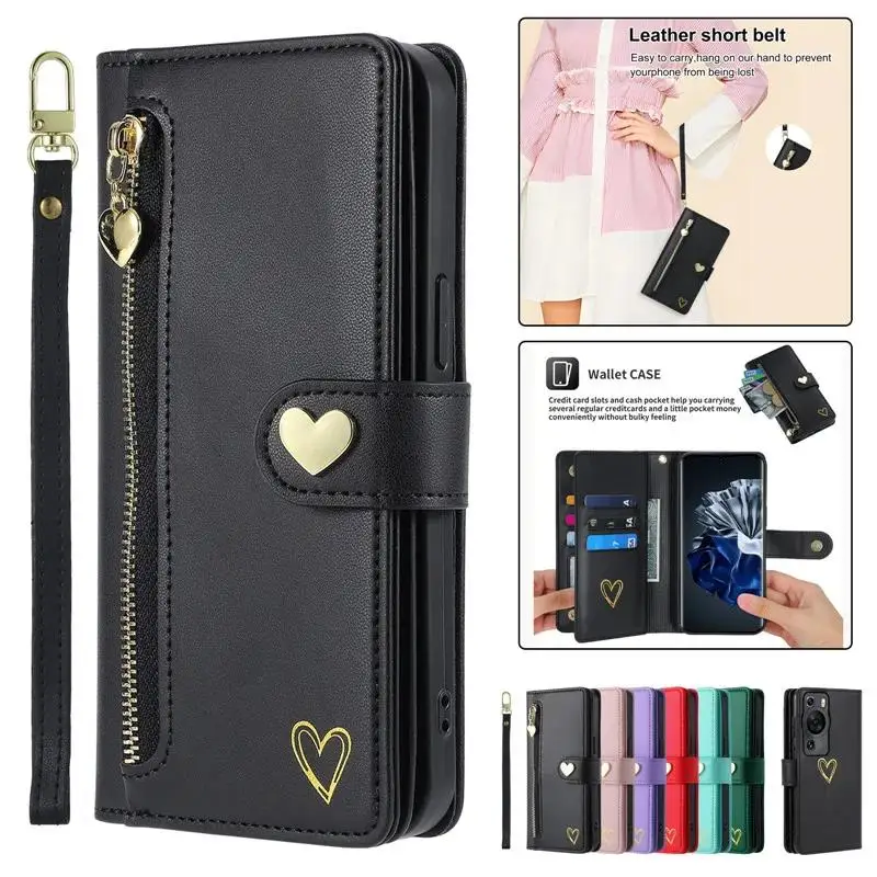 For Motorola Moto E13 Zipper Wallet Case Moto E32S Leather Flip Book Cover For MotoE32 E22 i E20 E30 E40 E7 Power Plus Funda