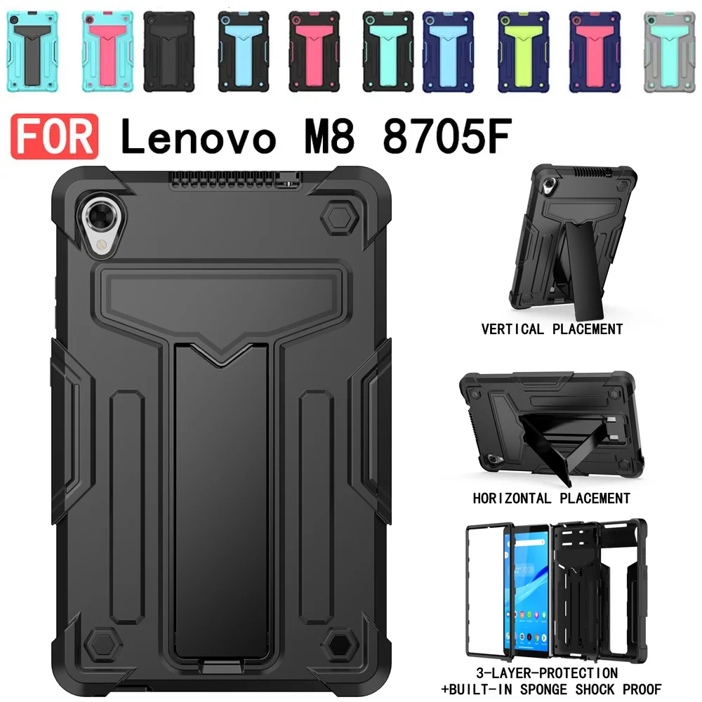 

Case for Lenovo Tab M8 8705 8705F Heavy Duty Shockproof Protective Tablet Cover with Kickstand for Tab M8