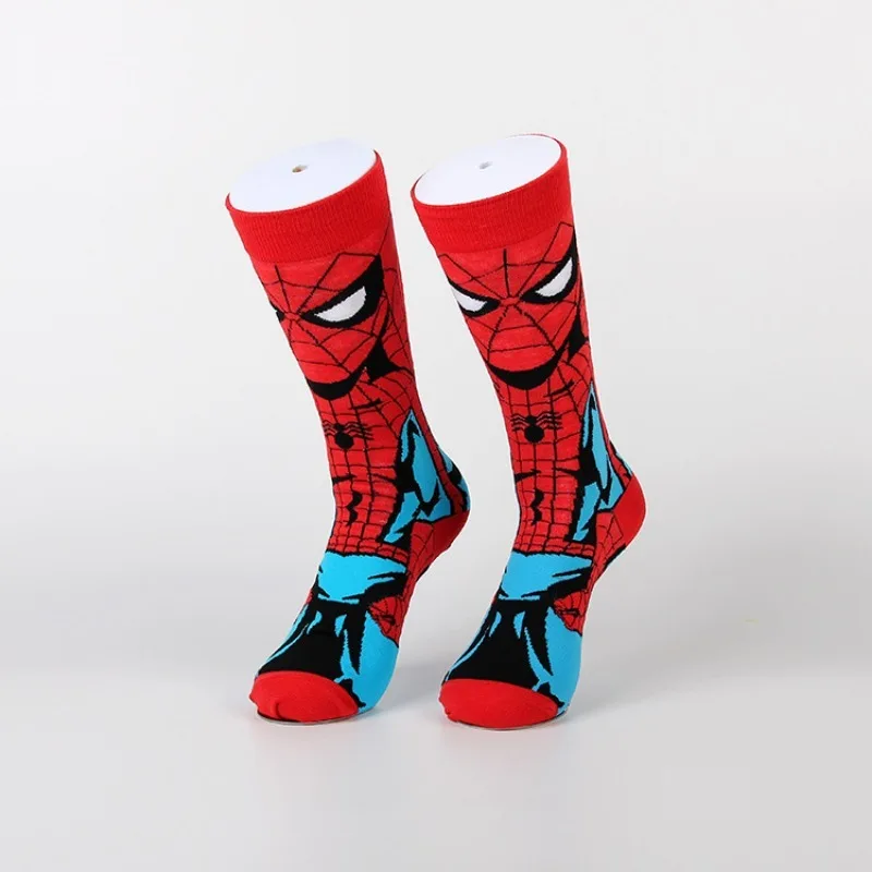 Calcetines de media pantorrilla de dibujos animados de Marvel Spider-Man, medias de pareja geniales con personalidad creativa, deportes casuales, animación de películas, periféricos, nuevo