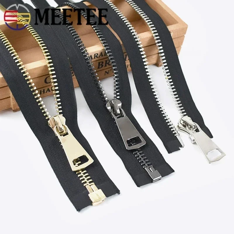 1/2Pc Meetee 10# Metal Large Zippers 70/80/90cm Open-end Zip for Jacket Leather Coat Ultra Wide Zipper Sewing Accessory Material