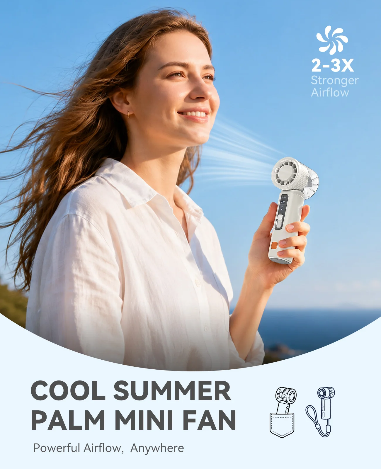 ORICO Portable Handheld Turbo Fan TEC Semiconductor Cold Cooling Mini Pocket Fan 120 Speed Digital Display Rechargeable Travel O