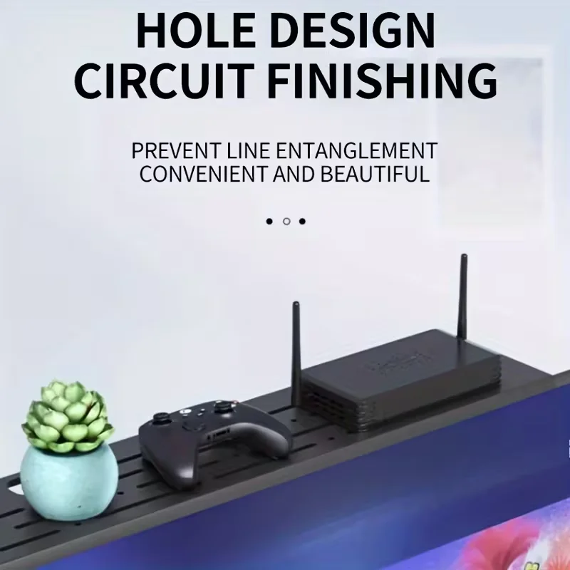 Adjustable router storage rack for the top of the living room TV screen