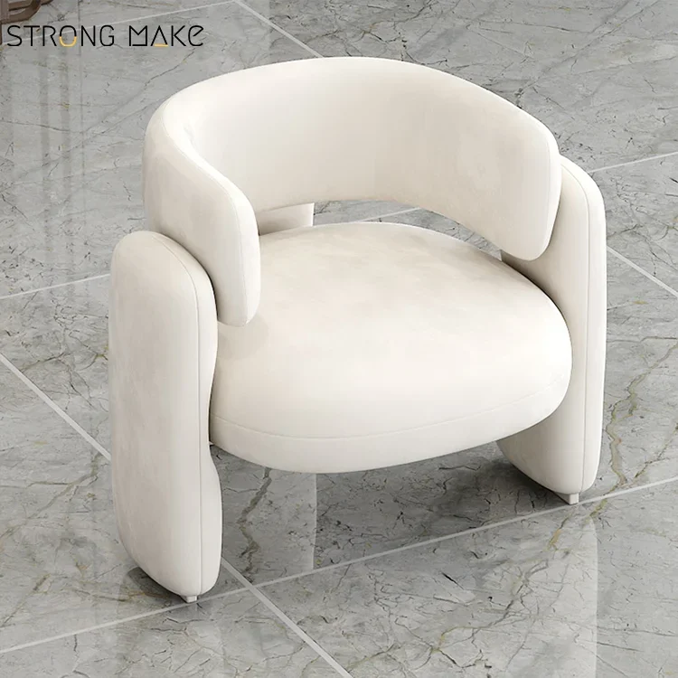 Chaises d'appoint en velours pour salon, chaise occasionnelle, blanc, moderne, contemporain, hôtel, corrigé par relaxation, maison