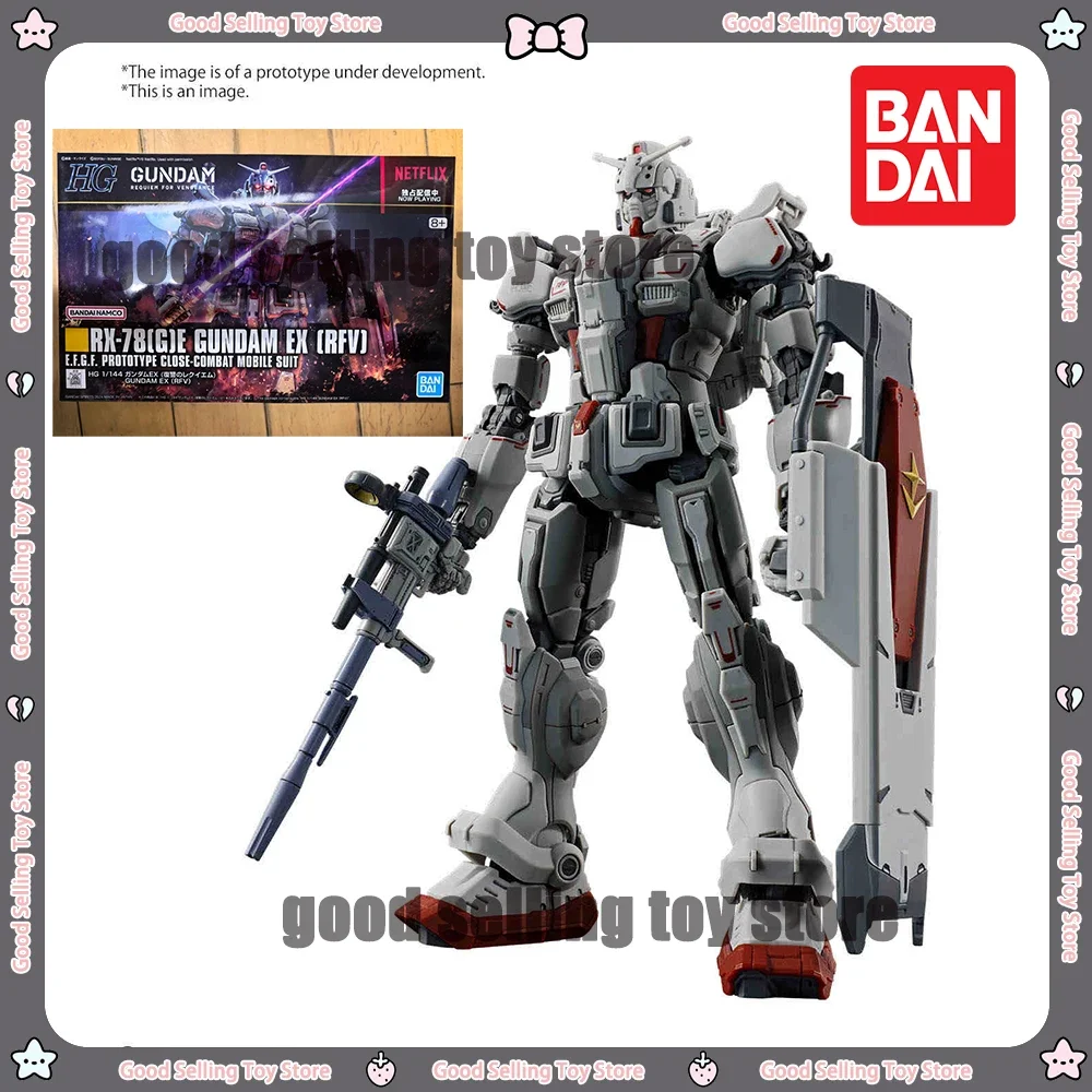 Em estoque bandai original mecha modelo kit hg 1/144 caixa RX-78 g e ex rfv robô modelo figura de ação brinquedos para crianças presente aniversário