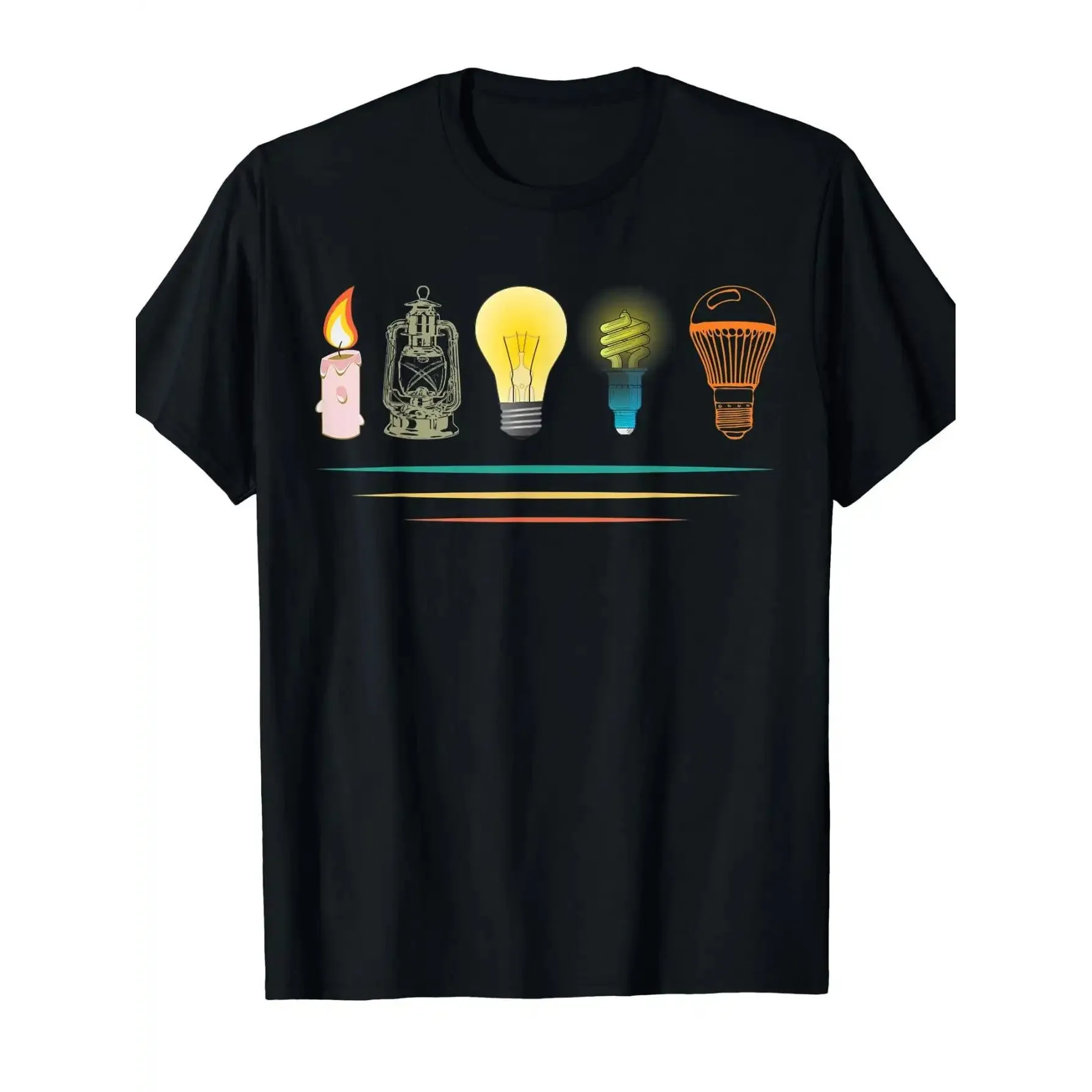 Light Bulb Evolution Graphic Tee for Men, Casual Short Sleeve Cotton T-Shirt for Outdoor Adventures