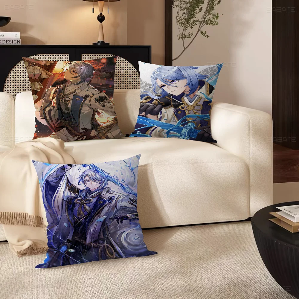 Genshin Impact Kamisato Ayato Cushion Cover Inches Farmhouse Decor Home Throw Pillow Covers For Couch Decorations