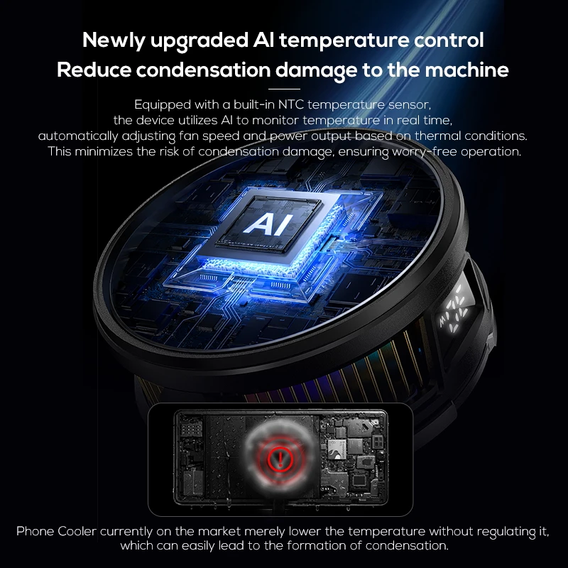 MEMO CX26 Magnetic / Clip AI Semiconductor Freeze Refrigeration Phone Cooler 12V/2.5A Digital Display Fast Cooling Fan Radiator